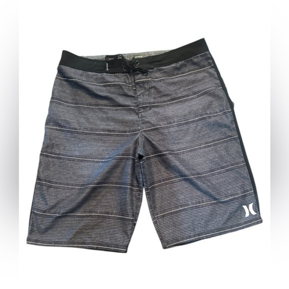 Hurley Shoreline Board Shorts - Mens Size 20/30 - Black Gray White Striped